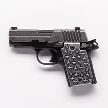 SIG Sauer P938 "We The People" 9mm Luger 3" 7+1 Round Distressed Stainless Steel with Aluminum Grip