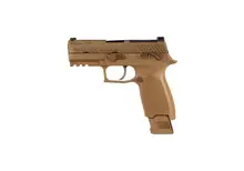 SIG Sauer P320 M18 Commemorative 9mm Coyote Tan Pistol with 17 & 21 Round Mags, Optics Ready