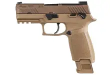 Sig Sauer P320 M18 9mm Semi-Automatic Pistol, 3.9" Barrel, Coyote Tan, Optic Ready, Manual Safety, with 1x 17-Round & 2x 21-Round Magazines