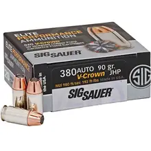 Sig Sauer Elite V-Crown 365 .380 ACP 90 Grain JHP Ammo