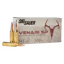 SIG Sauer Venari .243 Winchester 100 Grain Soft Point Ammunition, 20 Rounds - V243SP10020