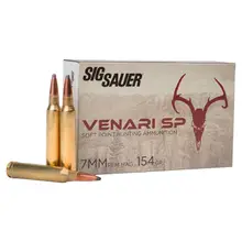 SIG Sauer Venari 7mm Rem Mag 154 Gr Soft Point SP Ammunition - 20 Rounds