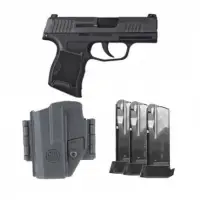 SIG SAUER P365 9MM 3.1" Optic Ready TACPAC with Holster, Manual Safety, Night Sights & 3x 12RD Mags - Black