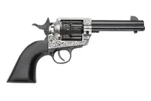 Pietta 1873 Rio 45LC, 4.75" Barrel, Engraved Silver/Black Frame, Single Action Revolver