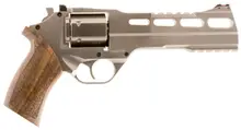 Chiappa Firearms Rhino 60DS .357 Magnum Revolver, 6" Nickel Plated Barrel, 6 Rounds, Walnut Grip - 340.224