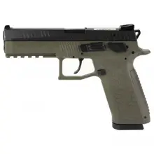 CZ P-09 9MM OD Green Semi-Automatic Pistol with 4.54" Barrel, 10-Round Capacity, Nitride Slide Finish, and Interchangeable Backstrap Grips - 81268