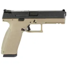 CZ-USA P-10 F 9MM Luger Pistol, 4.5" Nitride Slide, Flat Dark Earth Finish, 10-Round Capacity, Fixed Sights, Interchangeable Backstrap Grip, Picatinny Rail