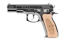 CZ 75B 45th Anniversary Limited Edition 9mm Semi-Automatic Blued Pistol with Engraved Wood Grip