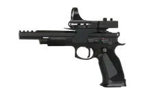 CZ 75 TS Czechmate 9mm Semi-Automatic Pistol with 5.23" Barrel, 20+1 & 26+1 Rounds, Black Finish, and C-More Red Dot Sight