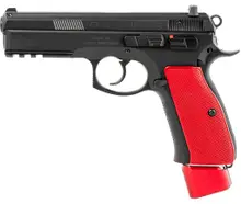 CZ 75 SP-01 Competition 9mm, 4.6" Barrel, 21-Rounds, Red Aluminum Grips, Black Polycoat Finish Semi-Auto Pistol (91206)