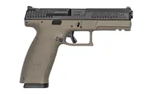 CZ P-10F Full Size 9mm Luger Semi-Automatic Pistol with 4.5" Black Nitride Side and Flat Dark Earth Polymer Grip - 91541