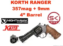 Korth Nighthawk Custom Ranger 4" .357 Mag Revolver with Compensator and Additional 9mm Cylinder