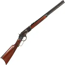 TAYLOR AND COMPANY 1873 CHECKERED STRAIGHT STOCK TAYLOR TUNED BLUED LEVER ACTION RIFLE - 45 (LONG) COLT