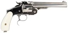 Taylor's & Company Russian Nickel-Plated .45 Colt Revolver with 6.5" Barrel and Ivory Grip - 6 Rounds Capacity