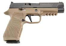 Wilson Combat P320 Full-Size 9mm Luger Pistol, 4.7" Barrel, Tan Black DLC Steel, Tan Polymer Grip, Action Tune with Curved Trigger, 17+1 Rounds