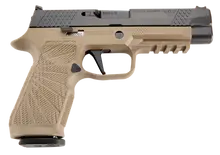 Wilson Combat P320 Full-Size 9mm Luger Pistol, 4.7" Barrel, Tan/Black DLC Stainless Steel Slide, Tan Polymer Grip, 17+1 Rounds, Fiber Optic Front Sight