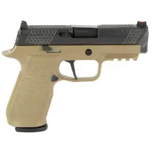 Wilson Combat P320 Carry 9mm Luger Pistol with Straight Trigger, 3.9" Barrel, 17-Rounds, Tan/Black
