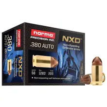 NORMA NXD .380 ACP AMMUNITION 56 GRAIN MOLDED COPPER PROJECTILE
