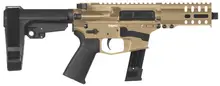 CMMG Banshee 300 Mk17 9mm FDE Pistol, 5 inch BBL, 21+1 Rds, Flat Dark Earth Cerakote Receiver, 6 Position Ripbrace Stock, Black Magpul MOE Grip