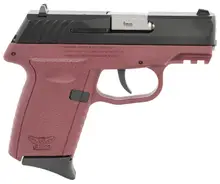 SCCY Industries CPX-2 Gen 3 9MM Pistol - 3.1" Barrel, Black Slide, Crimson Red Grip, 10 Rounds, No External Safety