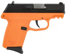 SCCY CPX-2 Gen 3 9MM Sub-Compact Pistol with 3.1" Barrel, Black Slide, Orange Grip, No External Safety, 10-Round Capacity