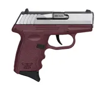 SCCY Gen3 CPX-3 .380 ACP, 3.10" Barrel, Crimson Red Polymer Grip, Stainless Steel Slide, No Manual Thumb Safety, 10rd