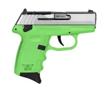 SCCY Industries CPX-4 380 ACP 2.96" Barrel Sub-Compact Pistol with Stainless Slide and Lime Green Polymer Grip/Frame, 10 Rounds