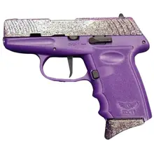 SCCY DVG-1 Sub-Compact 9mm Luger Pistol with Joker Glitter Serrated Slide and Purple Polymer Frame, 10+1 Rounds