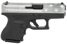 Glock G26 Gen3 Subcompact 9mm, 3.43" Barrel, Black Frame with Gray Battle Worn Flag Cerakote, 10 Rounds