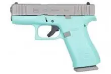 Glock 43X 9mm 3.41" Robin's Egg Blue/Silver 10-Round Sub-Compact Pistol