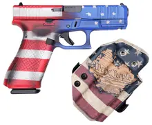 Glock 45 9MM 4" Barrel, Constitutional Carry Flag Design, with Holster and (3) 17-Round Magazines