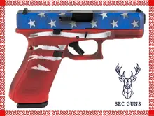 Glock G45 Gen 5 Compact 9mm Red/White/Blue Flag 4" 17Rds Pistol