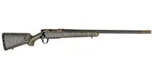 Christensen Arms Ridgeline 6.5 PRC Bolt-Action Rifle with 24" Carbon Fiber Threaded Barrel, Burnt Bronze Cerakote, Green with Black/Tan Webbing Stock