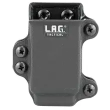 LAG Tactical Single Pistol Magazine Carrier, Double Stacked 45 ACP/10mm Auto Magazines, Kydex Construction, Belt Clip Attachment System, Matte Black - 34002