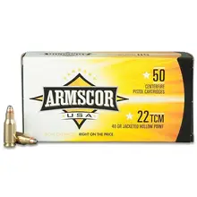 ARMSCOR USA .22 TCM 40 Grain JHP Ammunition, Box of 50 Rounds - FAC22TCM-1N
