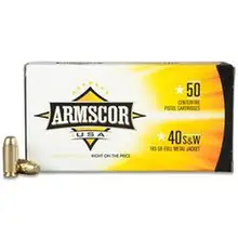 ARMSCOR USA .40 S&W 180 Grain Full Metal Jacket Ammunition, 50 Rounds per Box
