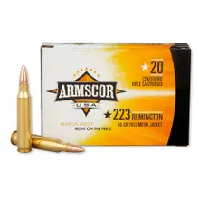 ARMSCOR USA .223 Remington 55 Grain FMJ Ammunition, 20 Rounds Per Box