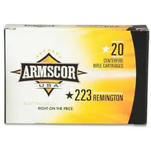 ARMSCOR .223 Remington 55 GR V-MAX Ammunition, 20 Rounds per Box