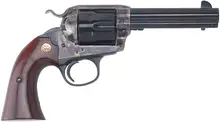 Cimarron SAA Bisley .45LC Revolver, 4.75" Barrel, Color Case Hardened Frame, Blued, Walnut Grip
