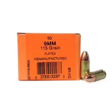 HSM Remanufactured 9MM Luger 115GR FMJ Training Ammo - 50 Rounds