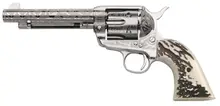 Taylor's & Company 1873 Cattle Brand OG1407 .357 Magnum Revolver, 5.5" Barrel, 6 Rounds, Nickel Engraved, Imitation Stag Grip