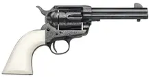 Taylor's & Co 1873 Cattleman Outlaw Legacy .45 LC Revolver, 4.75" Blued Engraved Barrel, 6-Rounds, Synthetic Ivory Grip