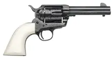 Taylor's & Company 1873 Cattleman Outlaw Legacy Blued Engraved .357 Magnum Revolver, 4.75" Barrel, 6 Rounds, Synthetic Ivory Grip
