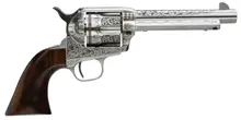 Taylor's & Co 1873 Cattleman Photo Engraved .45 LC Revolver with 5.5" Barrel and Walnut Grip - 6 Round Capacity, White Heat Treated Steel Finish (Model: 701AWE)