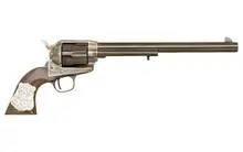 Cimarron Wyatt Earp .45LC 10" Barrel 6-Round Revolver - Color Case Hardened, Blue, Walnut Grip with Shield Inlay