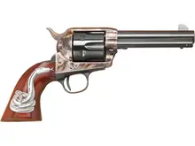 Cimarron Man With No Name .45 Colt 6-Round Revolver with 4.75" Blued Barrel, Color Case Hardened Frame, and Walnut Snake Inlay Grip