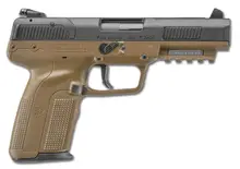 FN 3868929357 Five-Seven 5.7x28mm 4.80" 10+1 Flat Dark Earth Black Steel Slide with Polymer Grip and 2 Magazines