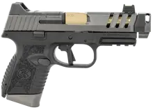 FN 509 CC Edge 9mm Semi-Automatic Pistol, 4.2" Gold Titanium Threaded Barrel, Black Frame, Graphite Compensator, Fiber Optic Front Sight, 10-Round Capacity, 3 Magazines