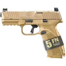 FN 509 MRD FOS 9MM Luger Semi-Auto Handgun Bundle - 4" Barrel, Optic Ready, Flat Dark Earth, Includes (2) 17-Round & (3) 24-Round Magazines