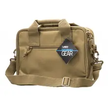NCSTAR VISM Double Pistol Range Bag with Mag Pouches, Loop Fasteners, Zippers, Padding - Tan (CPDX2971T)